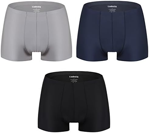 UnderFit Men's 3-Pack Stretchable Seamless Microfiber Boxer Briefs (M, BlackGrayBlue)