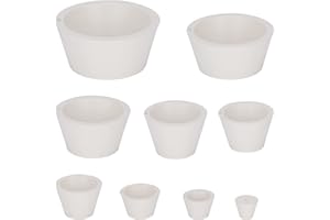 FunChem Filter Adapter Cones, 9 Pack White Wear-Resisting Tapered Collar Rubber Stopper Buchner Funnel Flask Cones Adapter Set, Smooth Surface, White