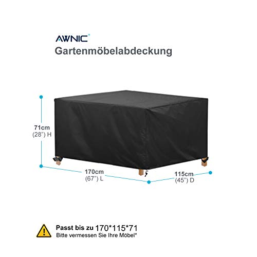 Awnic Abdeckplane Gartenmöbel Schutzhülle Winterfest Wasserdicht Rechteck 420D Oxford-Gewebe 170X115X71cm – Bild 3