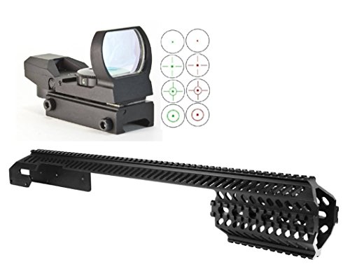 Ultimate Arms Gear 12GA Remington 870, Saddle Scope Sight Mount + Reticle Red & Green Dot Open Tubeless Reflex Scope Sight Adjustable Brightness