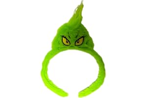 AZMONADIO Christmas Green Santa Headband,Furry Santa Hat headband,Green Monster Xmas Headband Gifts for Adult Men Women