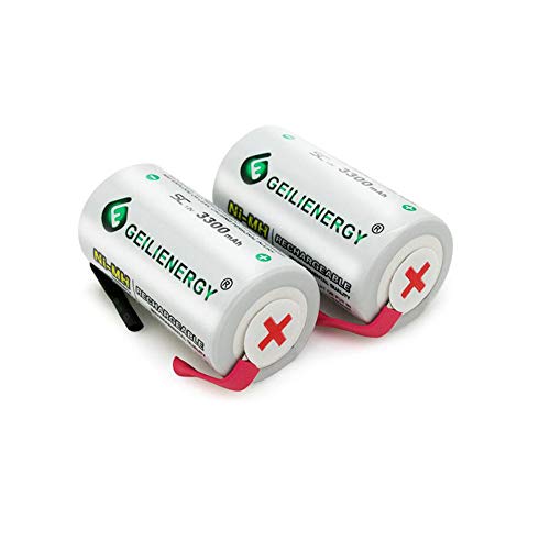 Geilienergy Sub C Subc 3300mAh NiMh Rechargeable Battery for Power Tools (w/Tabs) (Pack of 15)