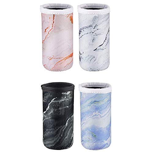 Wakaka Pack of 4 Neoprene Insulators Marble Pattern Cans Cover Sleeves Beer Coolies Fit for 12oz Slim Drink Beer Cans