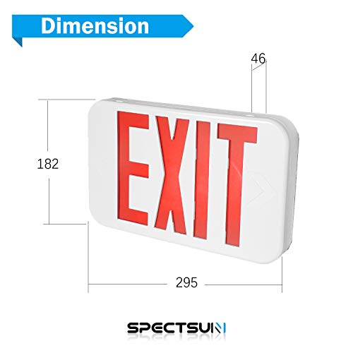 SPECTSUN LED Exit Sign with Battery Backup, Red Exit Light - 2 Pack, Hardwired Combo Exit Sign,120V/277V Exit Sign with Arrow, UL Exit Sign Lighting Interior/Stair, Wall Mount/Ceiling Exit Sign White - Thumbnail 5