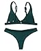 MOOSKINI Women's Strap Bathing Suit 2pcs Swimsuit Top Brazilian Bottom Padding Bikini Set (S, Green)