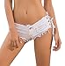 Soojun Women's Low Rise Lace Up Cheeky Mini Denim Shorts Clubwear, X-Small, 2 White