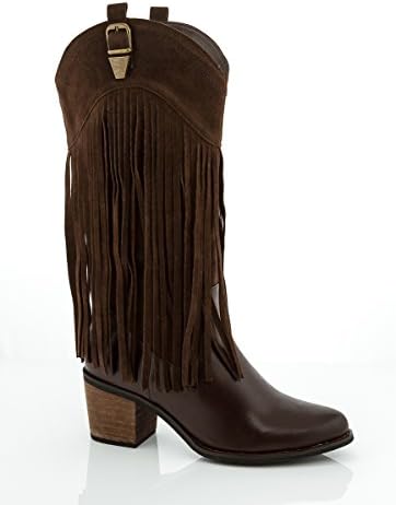 Lady Godiva Womens French Fringe Faux Suede Mid Calf Cowboy Boot Black Size 10