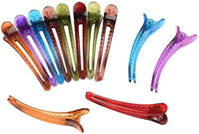 Duckbill Clip,Sansee 12 Pcs Multicolor Plastic Duck Teeth Hair Clips Hairdressing Salon Hairpins Set (Colour A)