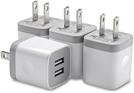 USB Wall Charger, Charging Plug LEEKOTECH 4-Pack 2.1A/5V Universal Dual Port USB Wall Adapter for iPhone 7/7 Plus, 6/6S Plus 5S, Samsung Galaxy S5 S6 S7 Edge, HTC, LG, Nokia