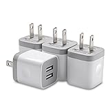 USB Wall Charger, Charging Plug LEEKOTECH 4-Pack 2.1A/5V Universal Dual Port USB Wall Adapter for iPhone 7/7 Plus, 6/6S Plus 5S, Samsung Galaxy S5 S6 S7 Edge, HTC, LG, Nokia