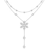 Fenthring Snowflake Necklace Christmas Necklace for Women Sterling Silver Winter Snowflake Pendant Jewelry Xmas Holiday Gifts