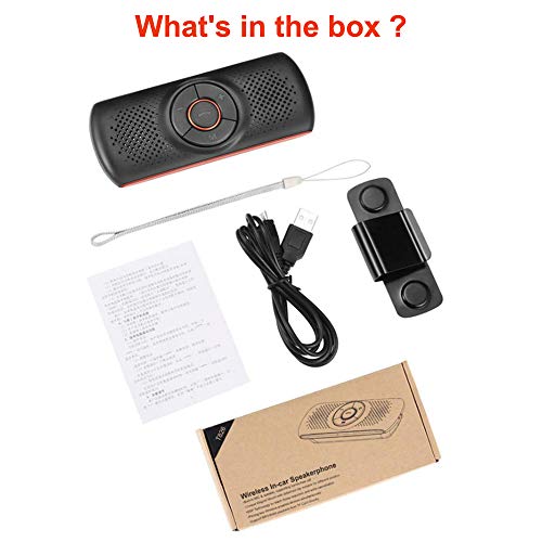 Aigoss Handsfree Bluetooth for Cell Phone, Car Bluetooth Speakerphone with Siri and Google Assistant, Wireless Car Kit Music Speaker Supports 2 Phones Connection Simultaneously