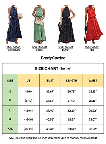 PRETTYGARDEN Women's Casual Halter Neck Sleeveless Floral Long Maxi Dress Backless Loose Ruffle Sundress with Belt - Image 4