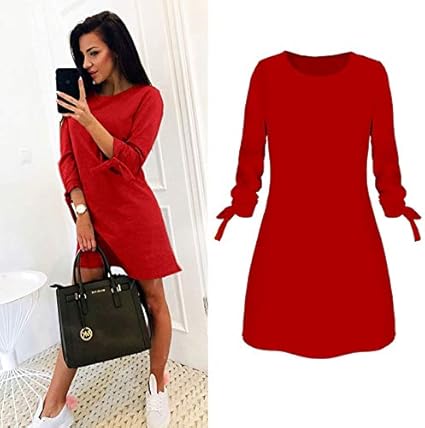 Miles Sail 2019 Printemps Nouvelle Mode Elegante Ol Couleur Unie Robe Tenue Decontractee Col Rond Manches 3 4 Arc Une Ligne S 4xl Taille Plus Femme Robes Bourgogne Xxxl Amazon Fr Sports Et Loisirs