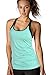 icyzone Women Workout Yoga Spaghetti Strap Racerback Tank Top with Built in Bra (M, Florida Keys)