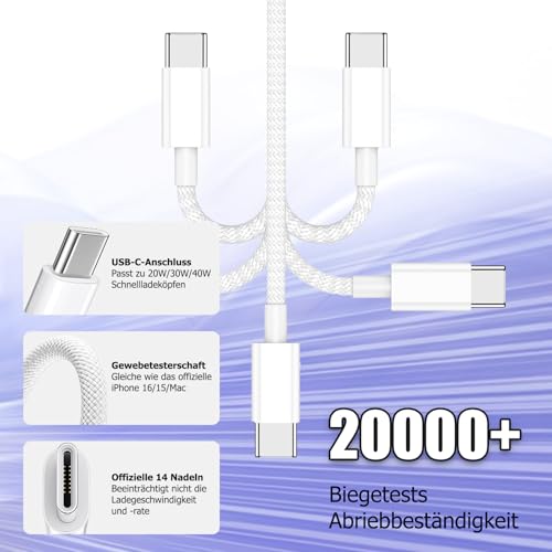 iPad Charger with iPad Charging Cable Original, 25 W USBC Power Supply Plug Quick Charger 1 m USB C Cable Fast Charging Cable for iPhone 17 16 15 Pro Max/Plus, iPad Pro 12.9/11, iPad Air 4/5 Gen,iPad Mini