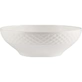 Mikasa Trellis White Bone China Lightweight Chip Resistant Vegetable Serving Bowl, White