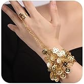 Xerling Gold Silver Tassel Sequins Finger Ring Bracelet Boho Hand Harness Slave Bracelets Women Bohemian Ethnic Exotic Link Bracelet