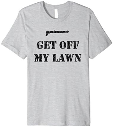 Mens Get off my lawn shotgun t-shirt Small Heather Grey