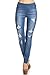 Women's Stretch Pull-On Skinny Ripped Distressed Denim Jeggings Blue-55 Large