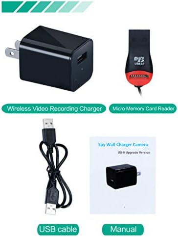 USB Spy Security Hidden Camera | 1080P HD 32 GB Internal | AC Wall Charger US/EU Adapter Plug With Motion Detection | Nanny Hidden Camera