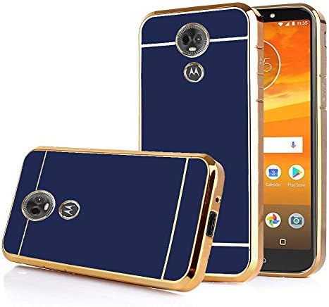 TabPow Moto E5 Plus Case, Moto E5 Supra Case, Electroplate Slim Glossy Finish, Drop Protection, Shiny Luxury Phone Case - Royal Blue Gold