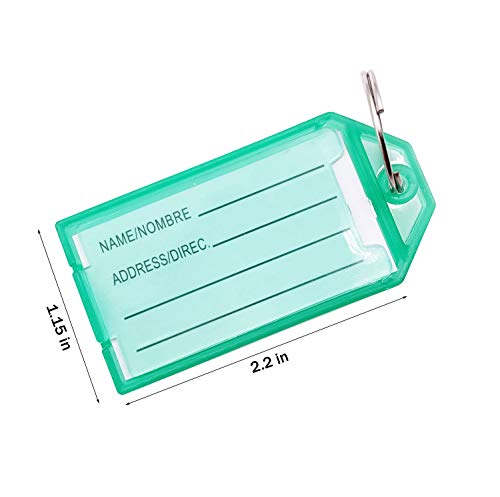 Tough Plastic Key Tags 32 Pack with Label Window ID Luggage tag and Split Ring Key Ring Key-Chain 8 Colors