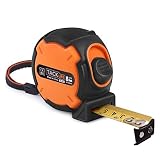 Measuring Tape, Tape Measure 25-Foot(8m) Tape Ruler Metric and Inches with Magnetic Hook, Nylon Coating, Wrist Strap for Construction, Home, Carpentry Measurement