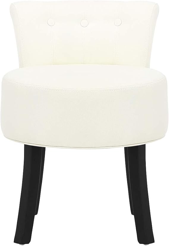 Warmiehomy Middle Back Linen Dressing Table Chairs Padded Stool With