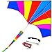ALLON Rainbow Delta Kite for Kids & Adults, Easy to Assemble and Fly Large Beach Toy Kite for Boys & Girls, Giant Size 60 x 80 Inches, Bonus with 330' String Line