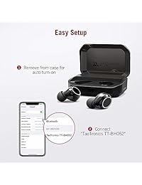 TaoTronics   Auriculares inalámbricos Bluetooth 5.0 IPX7 con micrófono integrado resistente al agua y funda de carga de 3350 mAh para 1 semana de reproducción extendida