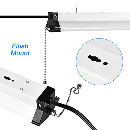 FaithSail 52W Linkable LED Shop Light 4FT 5600 Lumens LED Garage Lights 4 Foot 5000K Daylight White FaithSail 120W Fluorescent Lighting Fixture Replacement Plug in with 5' Power Cord Pull Chain - Thumbnail 3