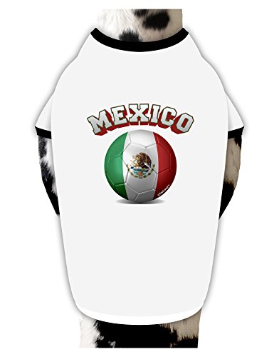 TooLoud Soccer Ball Flag - Mexico Dog Shirt White with Black Large