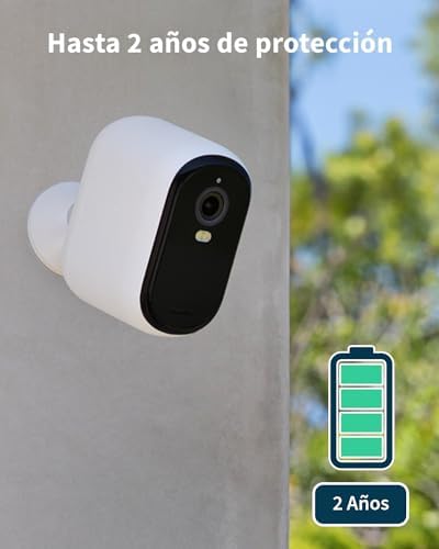 Câmara de vigilância Essential 2 XL para exteriores em HD, câmara de vigilância WiFi interior, sensor de movimento, alarmes domésticos, visão noturna a cores, teste Arlo Secure incluído, 2 câmaras, branco