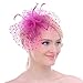 Fascinators Sinamay Hats for Women for Tea Party Kentucky Derby Wedding Cocktail Mesh Feathers Hair Clip Fuschia