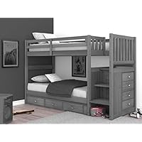 Discovery World Furniture Charcoal Twin Over Twin Stair Bed with 3 Drawers