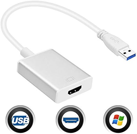 USB to HDMI Adapter, USB 3.0 to HDMI Cable Adapter 1080P Display Converter Audio Video Output for Secondary Monitor for Laptop HDTV Desktop with Windows XP/7/8/8.1/10 PC(NO MAC & Vista)