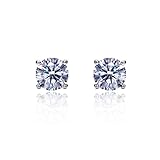 Sterling Silver Rhodium Plated Round 3mm CZ Birthstone Stud Girls Screwback earring For Children & Women