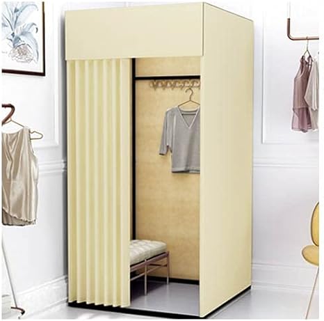 Amazon Yyfangyf ドレッシング部屋 縦型ワードローブカーテンキット ポータブルウォークインクローゼットプライバシーシェーディング ショッピングモールのオフィス衣料品店に適しています Color Beige Size 100x100x0cm カーテンフック リング オンライン通販