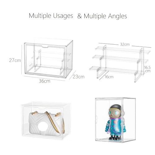 Dasellfa Display Cases for Collections, Plexiglass Display Case, Methacrylate Display Case, Transparent Acrylic Collector's Showcase, with Door, Action Figures, Toys, Miniatures (36 x 23 x 27 cm)