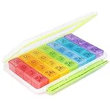 Weekly Pill Organizer, Fullive Daily Large Pill Case Box, 4 Times 7 Day Pill Container, Travel Medicine Organizer with Moisture-Proof Design for Vitamins Fish Oil Supplement