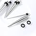 14PCS Surgical Stainless Steel Ear Tapers Stretching Kits Plugs 16G-2G Taper Kit with Silicone O-Ring