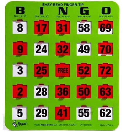 Regal Bingo Bulk Bingo Cards with Sliding Windows - Reusable Large Print Bingo Game Cards for Adults Large Group - 5 Pack, Green