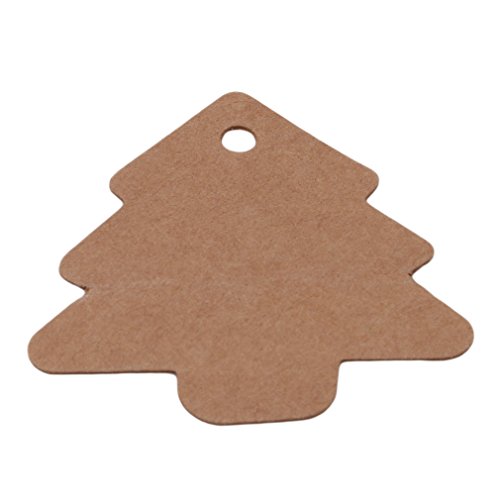 Dolland 50 PCS Paper Gift Tags Kraft Tag Christmas Tree Shape Hang Labels for Christmas Wedding Birthday Thanksgiving,Khaki - Thumbnail 3