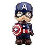 Superhero Piggy Money Box Spider-Man Batman Iron Man Captain America Coin Bank for Kids Children Birthday with Box (Captain America-A)