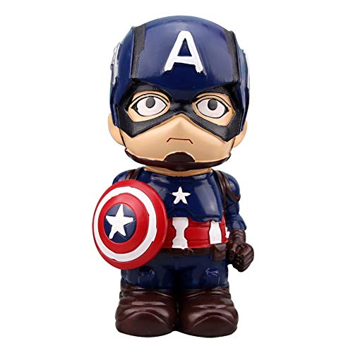 Superhero Piggy Money Box Spider-Man Batman Iron Man Captain America Coin Bank for Kids Children Birthday with Box (Captain America-A)