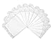 Milesky White Wedding Cotton Handkerchiefs Lace Edges 10 Inches (Pack of 12)