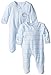 Spasilk Baby-Boys 100% Cotton Newborn 2 Pack Sleepwear Footie Set, Blue Dino, 3 Months