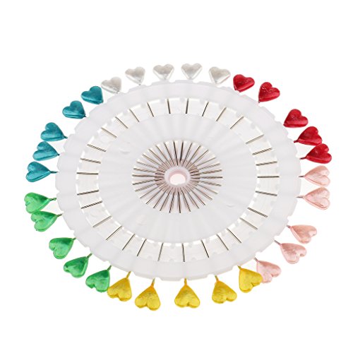 Homyl 30Pieces Colorful Lear Shaped Head Hijab Pin Scarf Pins Safety Pins Tailor Sewing Pins Crafts - Heart
