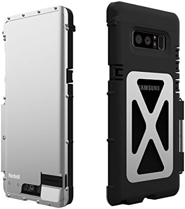 Note8 Metal Flip Case, Hybrid Dual Layer Alloy Aluminum and Soft Silicon Cover, R-JUST Extreme Military Shockproof Full Body Protective Case for Samsung Galaxy Note 8 with Stand Holder (Silver)